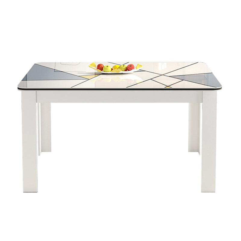 Tavolo da pranzo moderno rettangolare in legno con base in metallo per sala da pranzo