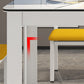Tavolo da pranzo moderno rettangolare in legno con base in metallo per sala da pranzo