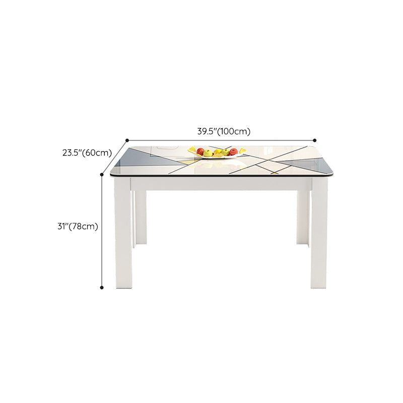 Tavolo da pranzo moderno rettangolare in legno con base in metallo per sala da pranzo