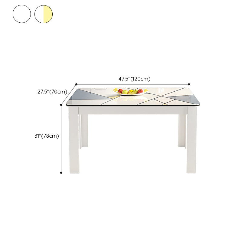 Tavolo da pranzo moderno rettangolare in legno con base in metallo per sala da pranzo