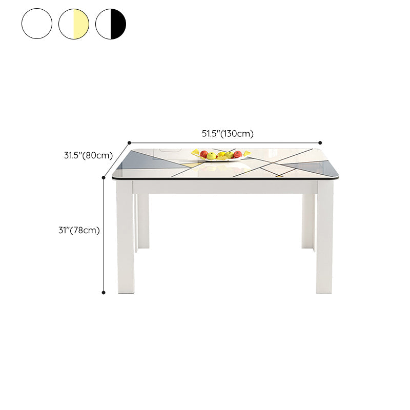 Tavolo da pranzo moderno rettangolare in legno con base in metallo per sala da pranzo
