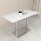 Mesa de comedor de piedra geométrica moderna con base metálica para comedor