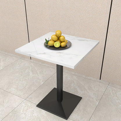 Mesa de comedor de piedra geométrica moderna con base metálica para comedor