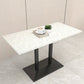 Mesa de comedor de piedra geométrica moderna con base metálica para comedor