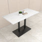 Mesa de comedor de piedra geométrica moderna con base metálica para comedor