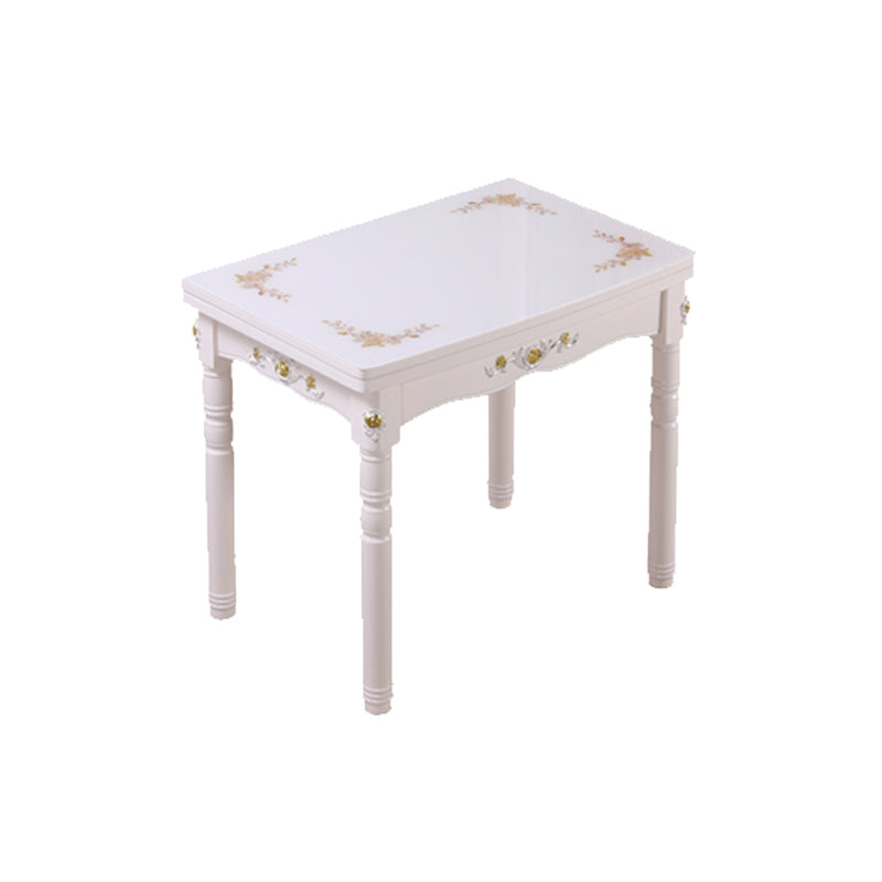 White Extendable Dining Table Solid Wood Dining Table for Dining Room