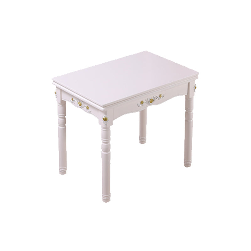 White Extendable Dining Table Solid Wood Dining Table for Dining Room