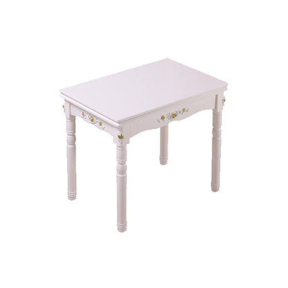 White Extendable Dining Table Solid Wood Dining Table for Dining Room