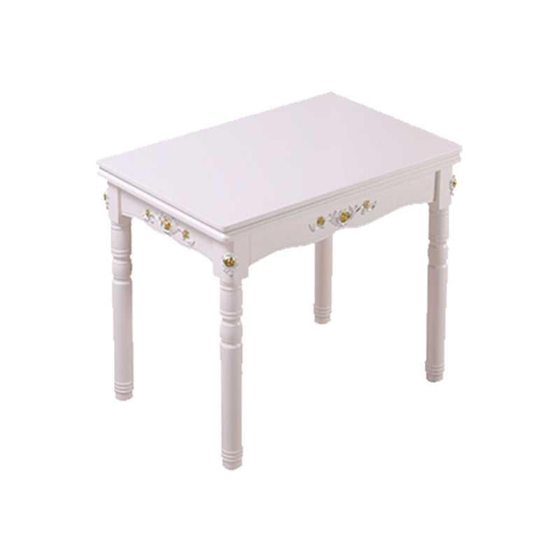 White Extendable Dining Table Solid Wood Dining Table for Dining Room