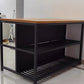 Wood Prep Table with Metal Base Rectangle Island Table for Kitchen