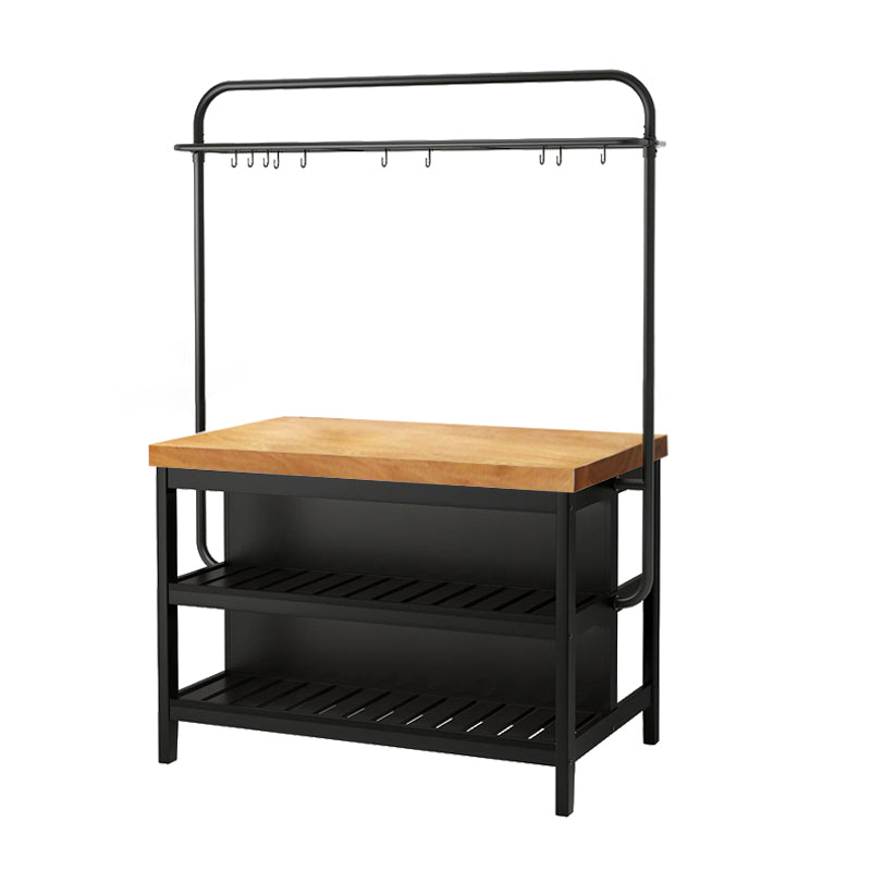 Industrial Kitchen Island Solid Wood Kitchen Island Table with Open Storage With Rack Natural Clearhalo 'furn' 'furn_kitchen_islands_carts' 'Furniture' 'Kitchen & Dining Furniture' 'Kitchen Islands & Carts' 'kitchen_islands_carts' 7439477