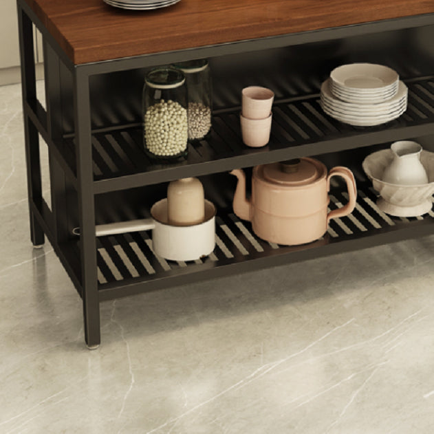 Industrial Kitchen Island Solid Wood Kitchen Island Table with Open Storage Clearhalo 'furn' 'furn_kitchen_islands_carts' 'Furniture' 'Kitchen & Dining Furniture' 'Kitchen Islands & Carts' 'kitchen_islands_carts' 7439480