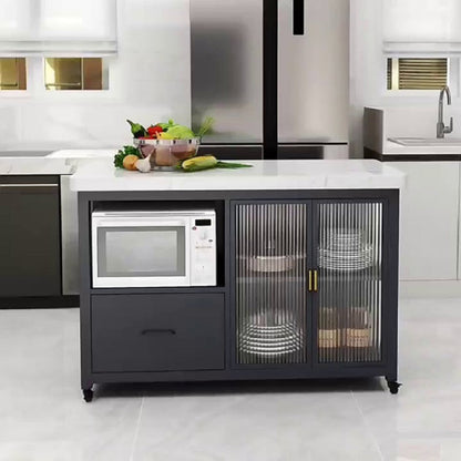 Table de préparation en marbre avec table de rangement Rectangle Island pour cuisine