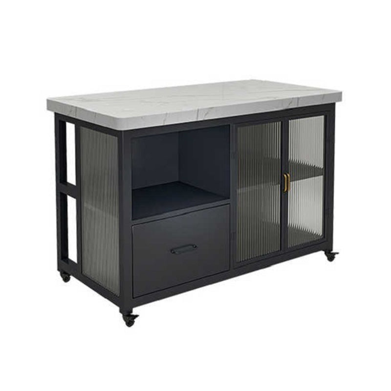 Table de préparation en marbre avec table de rangement Rectangle Island pour cuisine