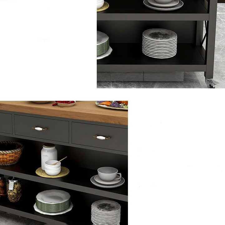 Table de préparation au rectangle avec rangement table d'île moderne pour cuisine