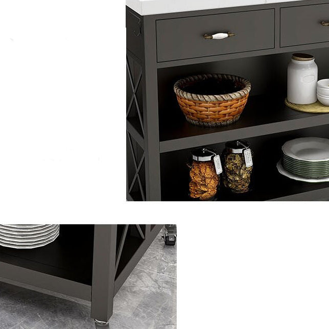 Table de préparation au rectangle avec rangement table d'île moderne pour cuisine