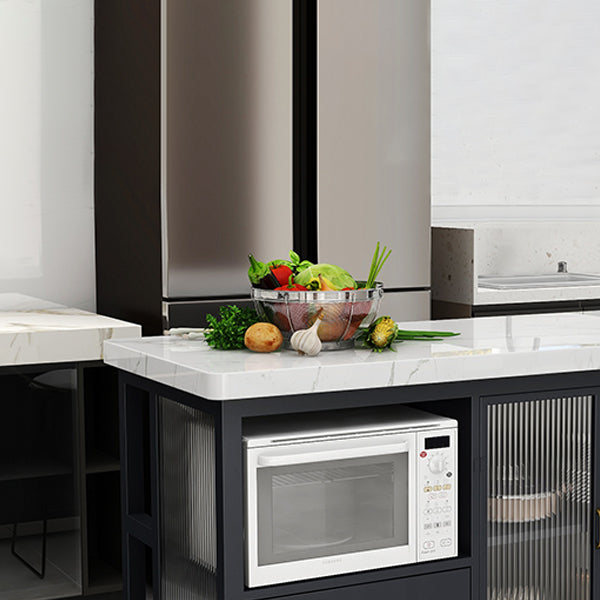 Tavolo di preparazione in marmo con tavolo dell'isola rettangolo di stoccaggio per camera da cucina