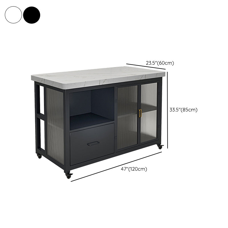 キッチンルーム用の収納長方形の島のテーブル付き大理石の準備テーブル