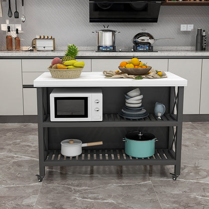 Modern Prep Table with Metal Base Rectangle Island Table for Kitchen