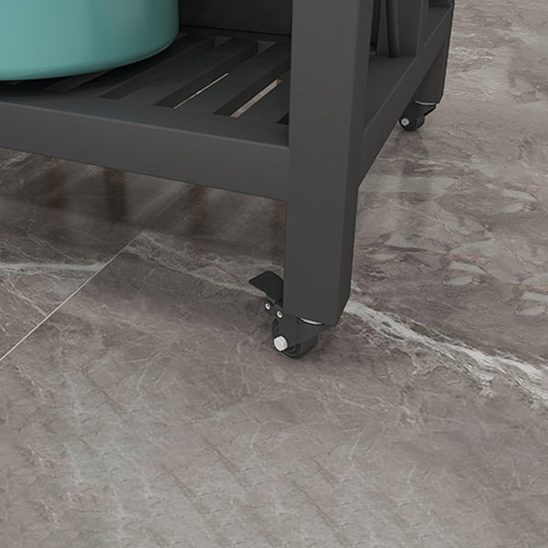 Modern Prep Table with Metal Base Rectangle Island Table for Kitchen