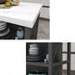 Modern Prep Table with Metal Base Rectangle Island Table for Kitchen