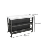 Modern Prep Table with Metal Base Rectangle Island Table for Kitchen