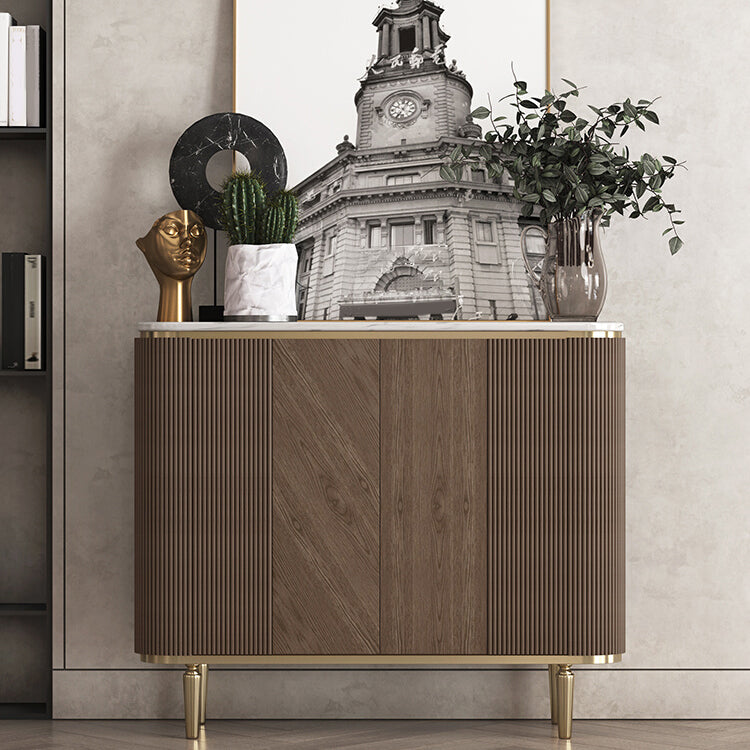 Glam Side Board Marble Sideboard Cabinet with Doors for Kitchen Clearhalo 'buffet_sideboard' 'Buffets & Sideboards' 'furn' 'furn_buffet_sideboard' 'Furniture' 'Kitchen & Dining Furniture' 7439556