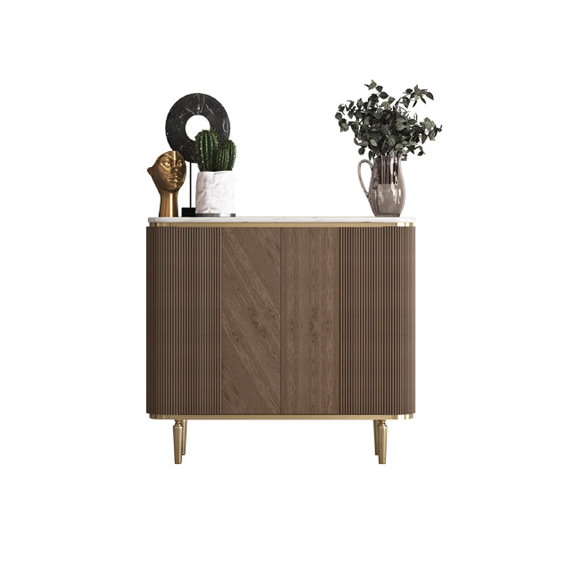 Glam Side Board Marble Sideboard Cabinet with Doors for Kitchen 39"L x 12"W x 35"H Clearhalo 'buffet_sideboard' 'Buffets & Sideboards' 'furn' 'furn_buffet_sideboard' 'Furniture' 'Kitchen & Dining Furniture' 7439557