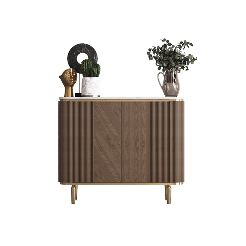 Glam Side Board Marble Sideboard Cabinet with Doors for Kitchen 47"L x 12"W x 35"H Clearhalo 'buffet_sideboard' 'Buffets & Sideboards' 'furn' 'furn_buffet_sideboard' 'Furniture' 'Kitchen & Dining Furniture' 7439558