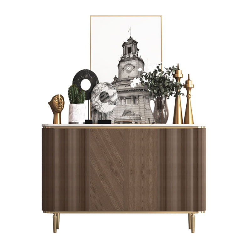Glam Side Board Marble Sideboard Cabinet with Doors for Kitchen 59"L x 12"W x 35"H Clearhalo 'buffet_sideboard' 'Buffets & Sideboards' 'furn' 'furn_buffet_sideboard' 'Furniture' 'Kitchen & Dining Furniture' 7439560