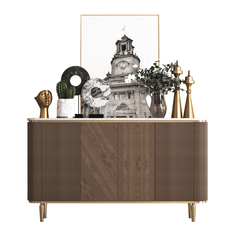 Glam Side Board Marble Sideboard Cabinet with Doors for Kitchen 71"L x 12"W x 35"H Clearhalo 'buffet_sideboard' 'Buffets & Sideboards' 'furn' 'furn_buffet_sideboard' 'Furniture' 'Kitchen & Dining Furniture' 7439562