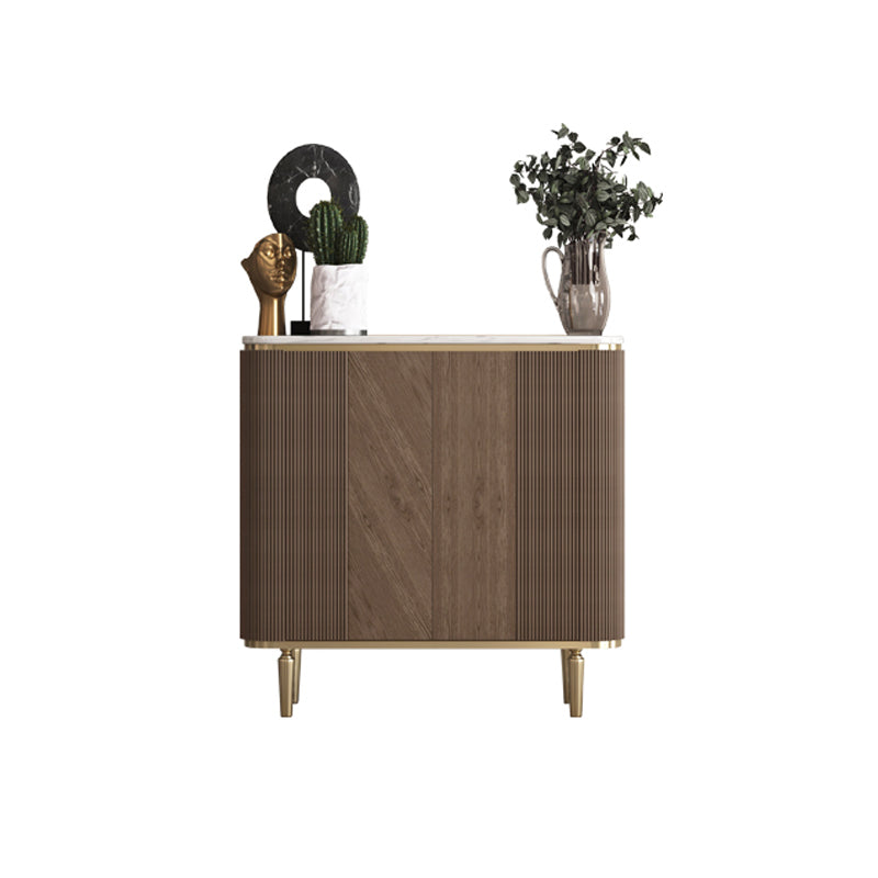 Glam Side Board Marble Sideboard Cabinet with Doors for Kitchen 31"L x 12"W x 35"H Clearhalo 'buffet_sideboard' 'Buffets & Sideboards' 'furn' 'furn_buffet_sideboard' 'Furniture' 'Kitchen & Dining Furniture' 7439564