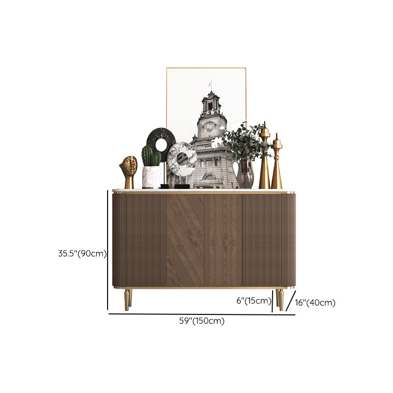 Glam Side Board Marble Sideboard Cabinet with Doors for Kitchen Clearhalo 'buffet_sideboard' 'Buffets & Sideboards' 'furn' 'furn_buffet_sideboard' 'Furniture' 'Kitchen & Dining Furniture' 7439571