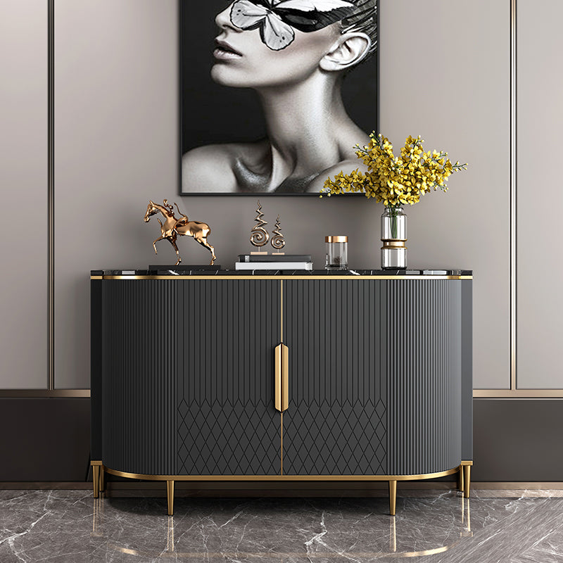 Glam Sideboard Marble Sideboard Cabinet with Doors for Kitchen Grey Clearhalo 'buffet_sideboard' 'Buffets & Sideboards' 'furn' 'furn_buffet_sideboard' 'Furniture' 'Kitchen & Dining Furniture' 7439681