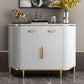 Glam Sideboard Marble Sideboard Cabinet with Doors for Kitchen 47"L x 16"W x 35"H Off-White Clearhalo 'buffet_sideboard' 'Buffets & Sideboards' 'furn' 'furn_buffet_sideboard' 'Furniture' 'Kitchen & Dining Furniture' 7439686