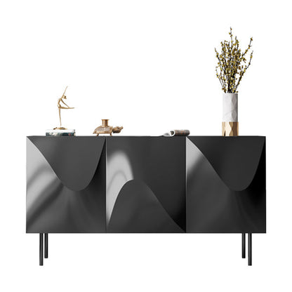 Modern Buffet Table Faux Wood Sideboard Table with Doors for Kitchen 55.1"L x 17.7"W x 33.5"H Clearhalo 'buffet_sideboard' 'Buffets & Sideboards' 'furn' 'furn_buffet_sideboard' 'Furniture' 'Kitchen & Dining Furniture' 7439716