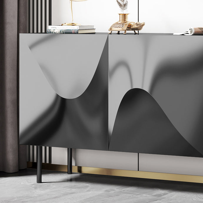 Modern Buffet Table Faux Wood Sideboard Table with Doors for Kitchen Clearhalo 'buffet_sideboard' 'Buffets & Sideboards' 'furn' 'furn_buffet_sideboard' 'Furniture' 'Kitchen & Dining Furniture' 7439724