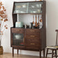 Contemporary Dining Hutch Pine Glass Doors Storage Cabinet for Dining Room Clearhalo 'Display & China Cabinets' 'display_china_cabinets' 'furn' 'furn_display_china_cabinets' 'Furniture' 'Kitchen & Dining Furniture' 7439756