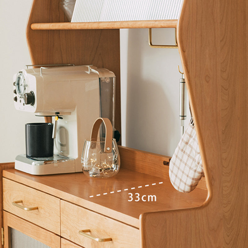 Contemporary Dining Hutch Pine Glass Doors Storage Cabinet for Dining Room Clearhalo 'Display & China Cabinets' 'display_china_cabinets' 'furn' 'furn_display_china_cabinets' 'Furniture' 'Kitchen & Dining Furniture' 7439759