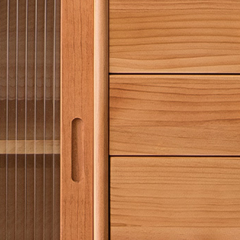 Contemporary Glass Doors Dining Hutch Pine Storage Cabinet for Living Room Clearhalo 'Display & China Cabinets' 'display_china_cabinets' 'furn' 'furn_display_china_cabinets' 'Furniture' 'Kitchen & Dining Furniture' 7439774