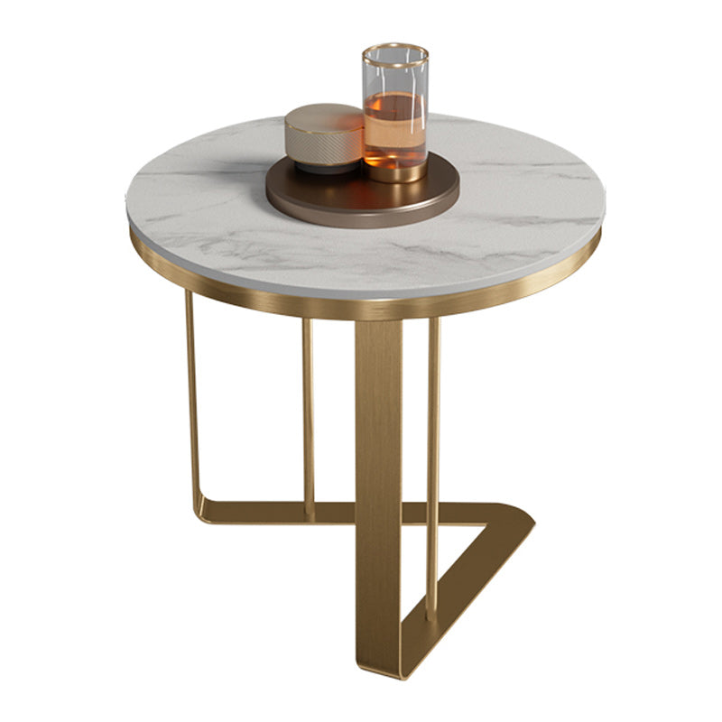 Glam Metal C-shape Side Table Round Stone Top Sofa Side End Table Gold 1 Clearhalo 'Coffee & Accent Tables' 'End & Side Tables' 'end_side_tables' 'furn' 'furn_end_side_tables' 'Furniture' 'Living Room Furniture' 7442612