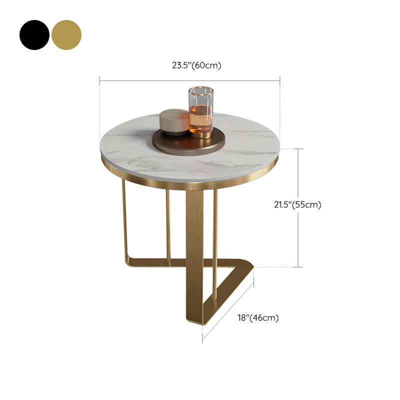 Glam Metal C-shape Side Table Round Stone Top Sofa Side End Table Clearhalo 'Coffee & Accent Tables' 'End & Side Tables' 'end_side_tables' 'furn' 'furn_end_side_tables' 'Furniture' 'Living Room Furniture' 7442621