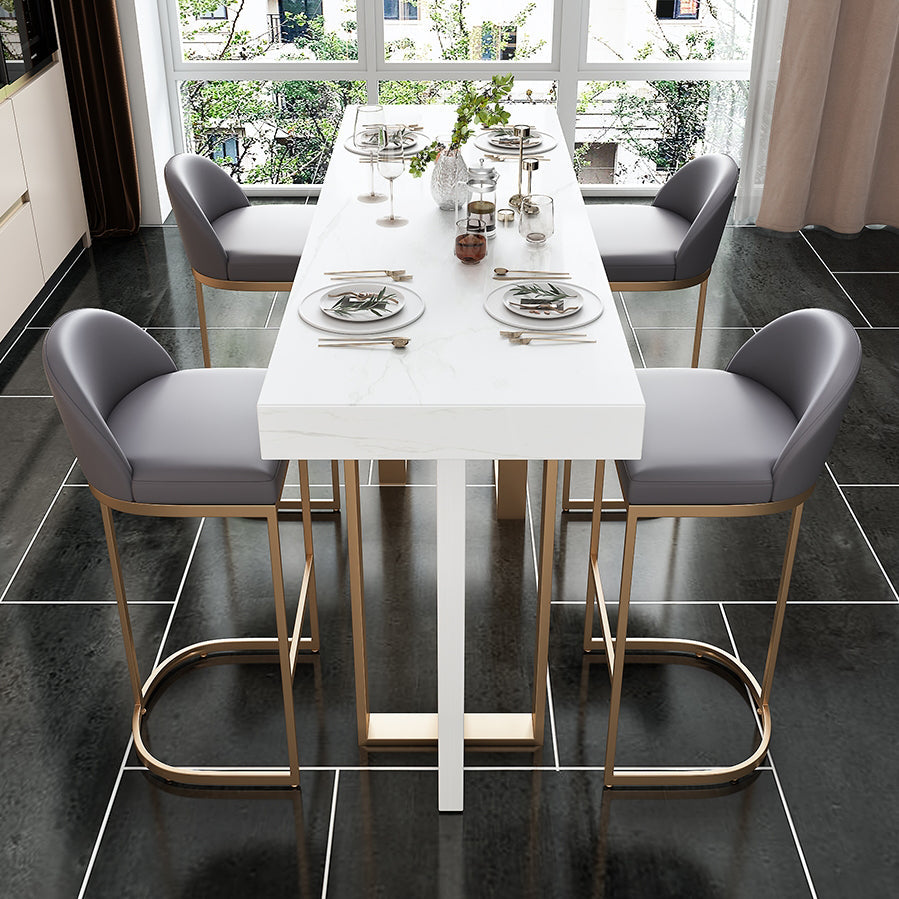 Glam Rectangle Bar Table Set 1/5 Pcs Faux Marble Bar Table Set Table & Chair(s) 5 Piece Set Clearhalo 'Bar Furniture' 'furn' 'furn_home_bar_bar_sets' 'Furniture' 'Home Bars & Bar Sets' 'home_bar_bar_sets' 'Kitchen & Dining Furniture' 7442681