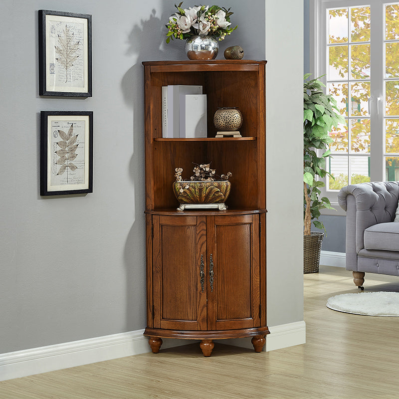 Mid-century Modern 1- Door Wood Cabinet in Brown Corner Cabinet with Shelf Clearhalo 'Cabinets & Chests' 'cabinets_chests' 'furn' 'furn_cabinets_chests' 'Furniture' 'Living Room Furniture' 7442878