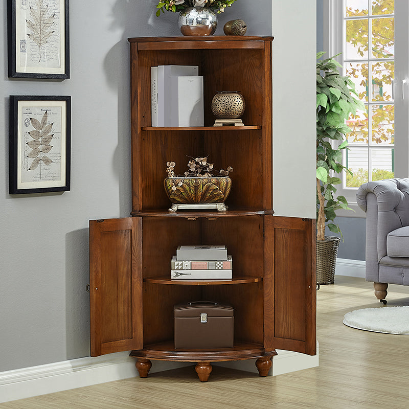Mid-century Modern 1- Door Wood Cabinet in Brown Corner Cabinet with Shelf Clearhalo 'Cabinets & Chests' 'cabinets_chests' 'furn' 'furn_cabinets_chests' 'Furniture' 'Living Room Furniture' 7442881