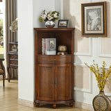 Mid-century Modern 1- Door Wood Cabinet in Brown Corner Cabinet with Shelf Clearhalo 'Cabinets & Chests' 'cabinets_chests' 'furn' 'furn_cabinets_chests' 'Furniture' 'Living Room Furniture' 7442882