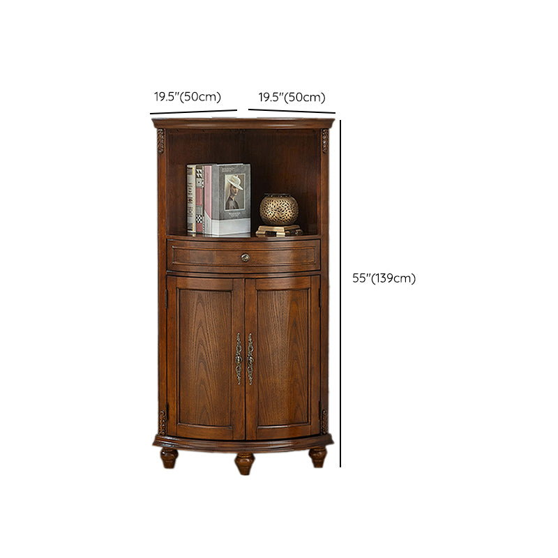Mid-century Modern 1- Door Wood Cabinet in Brown Corner Cabinet with Shelf Clearhalo 'Cabinets & Chests' 'cabinets_chests' 'furn' 'furn_cabinets_chests' 'Furniture' 'Living Room Furniture' 7442888