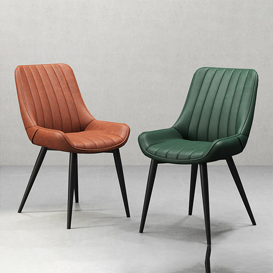 Metal Frame Dining Side Chair Faux Leather Upholstered Side Chair