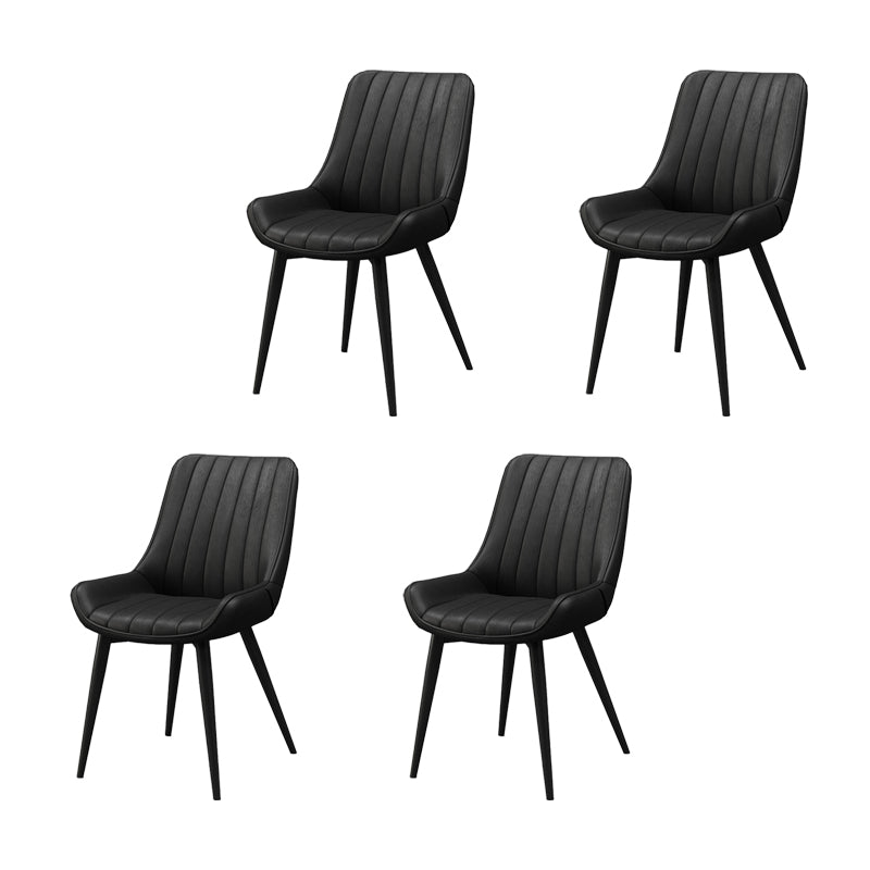 Metalen frame Dining zijstoel faux leer gestoffeerde zijstoel