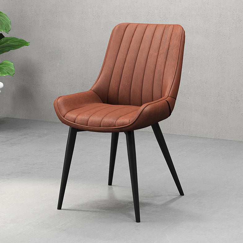 Metalen frame Dining zijstoel faux leer gestoffeerde zijstoel